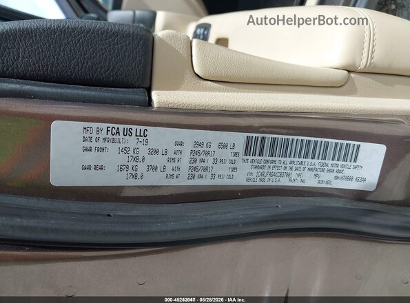 1C4RJFAG4KC837001 2019 JEEP GRAND CHEROKEE Gray ძრავის განყოფილების ხედი