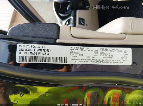 1C4RJFAG4MC793701 2021 JEEP GRAND CHEROKEE Black Engine compartment view