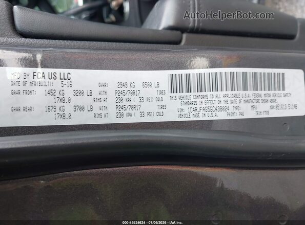 1C4RJFAG5GC438024 2016 JEEP GRAND CHEROKEE Gray ძრავის განყოფილების ხედი
