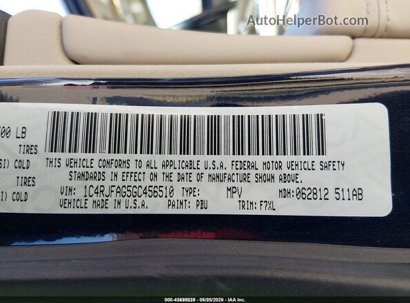 1C4RJFAG5GC456510 2016 JEEP GRAND CHEROKEE Blue Widok komory silnika