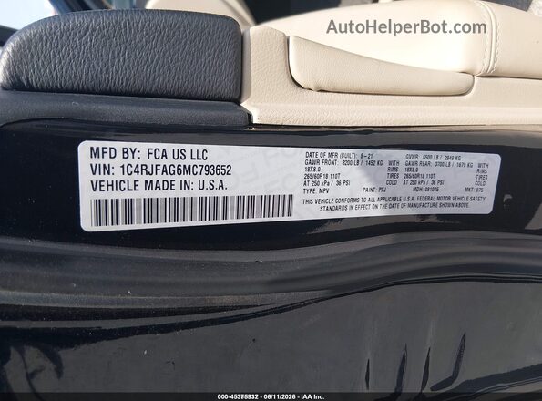 1C4RJFAG6MC793652 2021 JEEP GRAND CHEROKEE Black Շարժիչի բաժամունքի տեսք