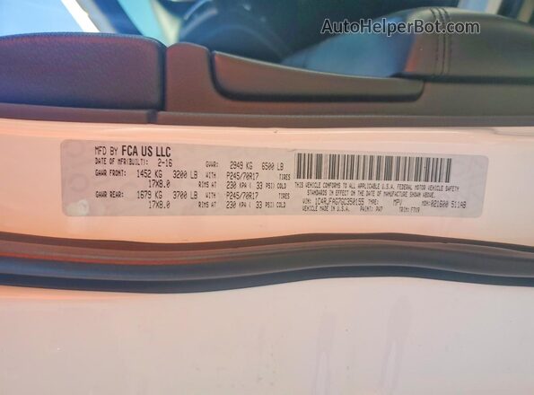 1C4RJFAG7GC350155 2016 JEEP GRAND White VIN sticker view