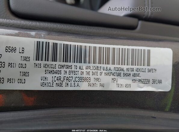 1C4RJFAG7JC399069 2018 JEEP GRAND CHEROKEE Gray Вид підкапотного простору