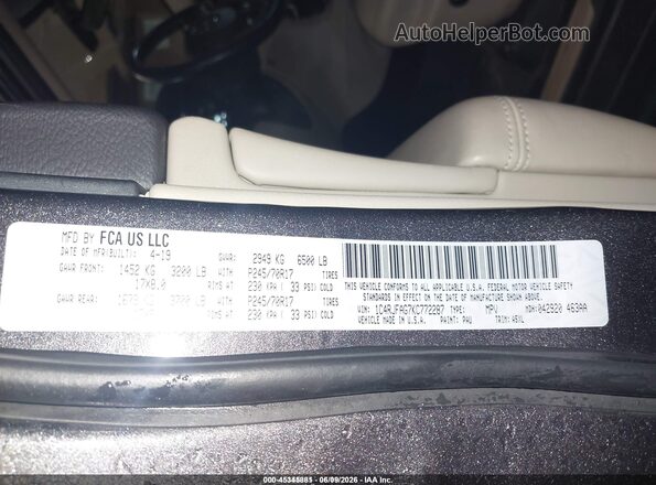 1C4RJFAG7KC772287 2019 JEEP GRAND CHEROKEE Gray Widok komory silnika