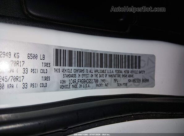 1C4RJFAG8HC651700 2017 JEEP GRAND CHEROKEE White Вид підкапотного простору