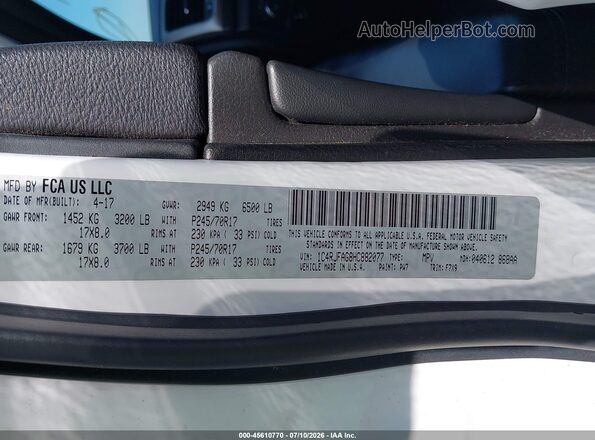 1C4RJFAG8HC882077 2017 JEEP GRAND CHEROKEE Белый Вид подкапотного пространства