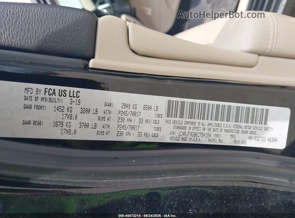 1C4RJFAG8KC754154 2019 JEEP GRAND CHEROKEE Black Շարժիչի բաժամունքի տեսք