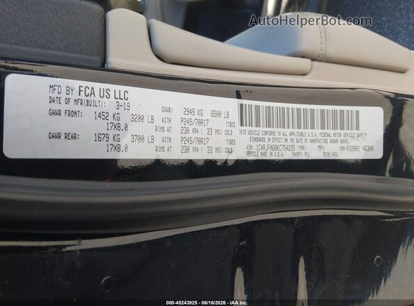 1C4RJFAG8KC754235 2019 JEEP GRAND CHEROKEE Black Շարժիչի բաժամունքի տեսք