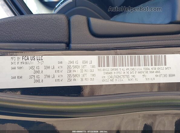 1C4RJFAG9HC797765 2017 JEEP GRAND CHEROKEE Черный Вид подкапотного пространства