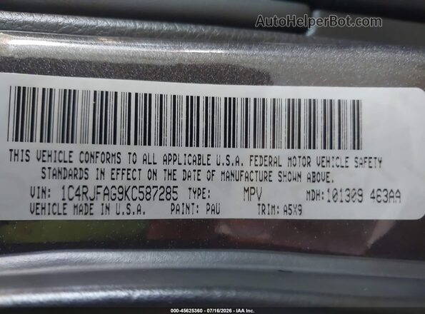 1C4RJFAG9KC587285 2019 JEEP GRAND CHEROKEE Gray Widok komory silnika