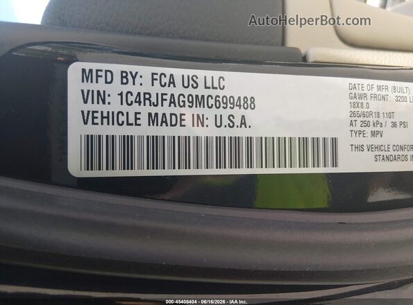 1C4RJFAG9MC699488 2021 JEEP GRAND CHEROKEE Black Շարժիչի բաժամունքի տեսք