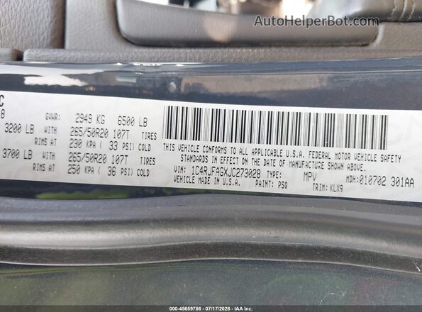 1C4RJFAGXJC273028 2018 JEEP GRAND CHEROKEE Серый Вид подкапотного пространства
