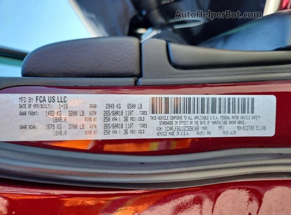 1C4RJFBG1GC328148 2016 JEEP GRAND Burgundy Vista interior de 360 grados