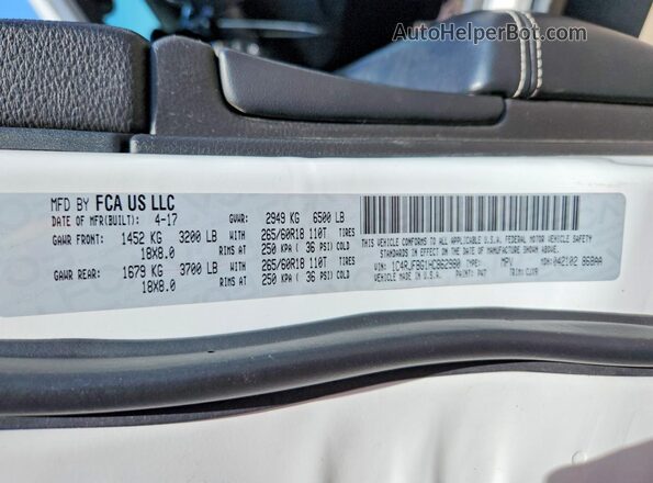 1C4RJFBG1HC862980 2017 JEEP GRAND White Widok naklejki z numerem VIN