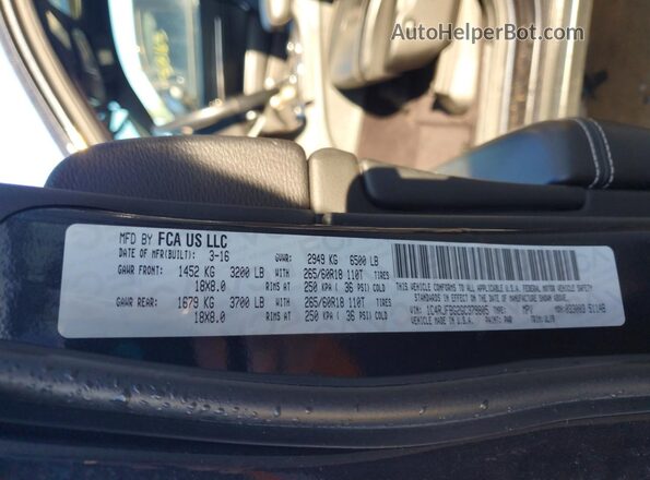 1C4RJFBG2GC379805 2016 JEEP GRAND Black Widok naklejki z numerem VIN