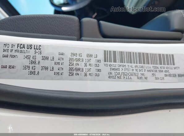 1C4RJFBG2HC667812 2017 JEEP GRAND CHEROKEE White Вид підкапотного простору