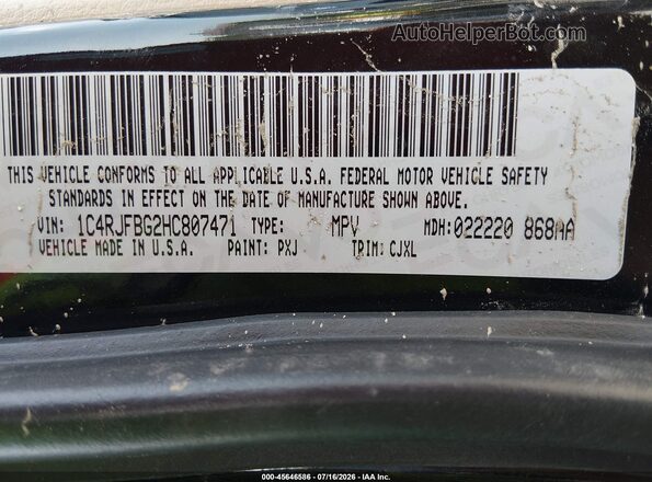 1C4RJFBG2HC807471 2017 JEEP GRAND CHEROKEE Black Vista del compartimento del motor