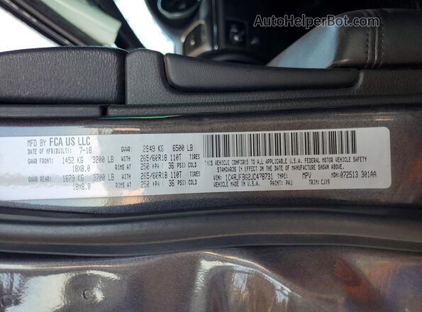 1C4RJFBG2JC478731 2018 JEEP GRAND Gray Vista interior de 360 grados