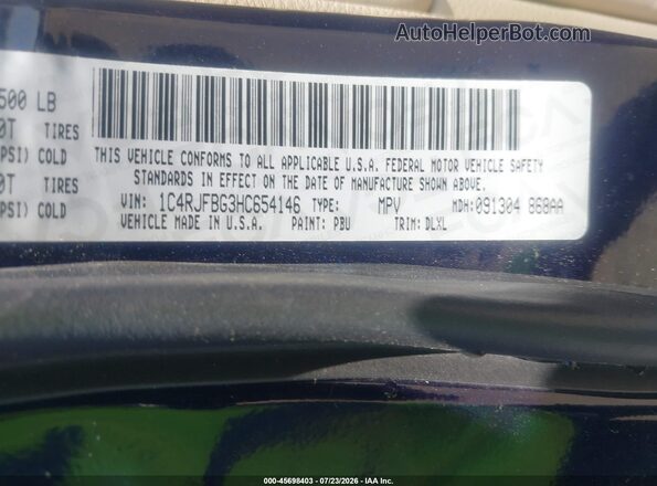 1C4RJFBG3HC654146 2017 JEEP GRAND CHEROKEE Blue Engine compartment view