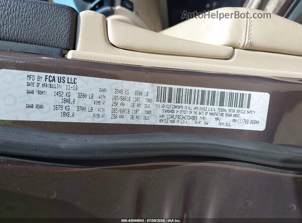 1C4RJFBG3HC734983 2017 JEEP GRAND CHEROKEE Brown Vista del compartimento del motor