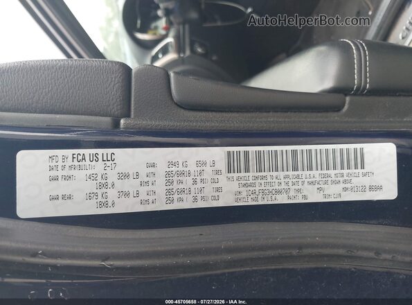 1C4RJFBG3HC800707 2017 JEEP GRAND CHEROKEE Blue Вид підкапотного простору