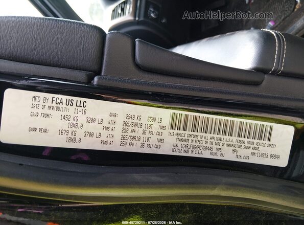 1C4RJFBG4HC720445 2017 JEEP GRAND CHEROKEE Black ძრავის განყოფილების ხედი