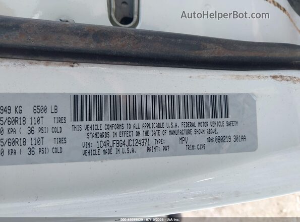 1C4RJFBG4JC124371 2018 JEEP GRAND CHEROKEE White Widok komory silnika