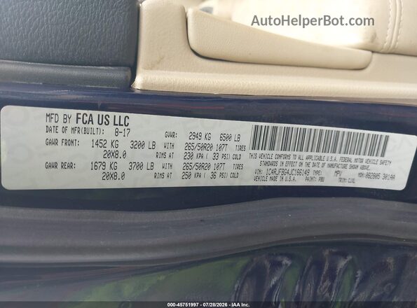 1C4RJFBG4JC166149 2018 JEEP GRAND CHEROKEE Blue Շարժիչի բաժամունքի տեսք