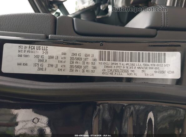 1C4RJFBG5LC323626 2020 JEEP GRAND CHEROKEE Черный Вид подкапотного пространства