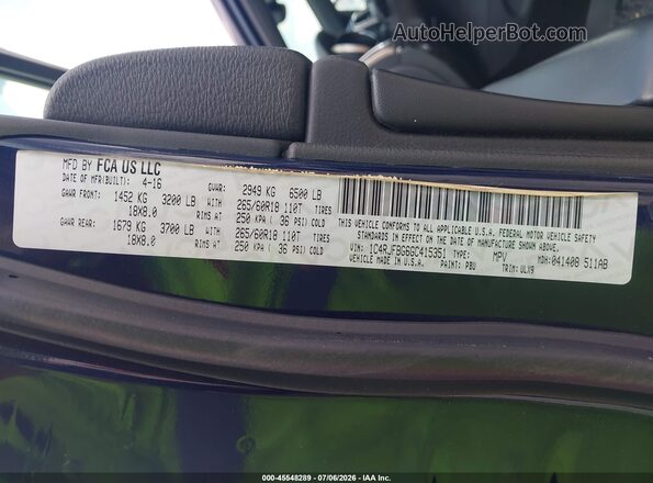 1C4RJFBG6GC415351 2016 JEEP GRAND CHEROKEE Blue Engine compartment view
