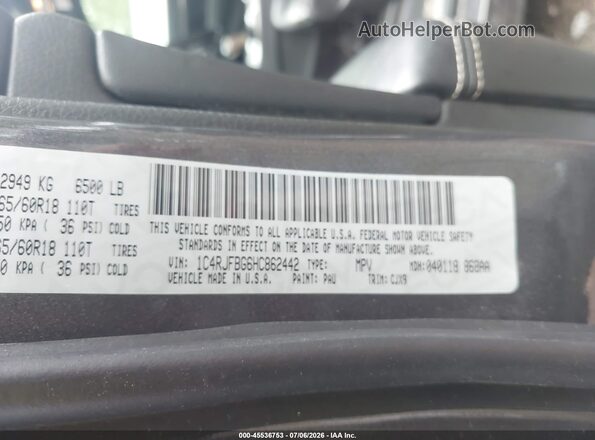 1C4RJFBG6HC862442 2017 JEEP GRAND CHEROKEE Gray Vista del compartimento del motor