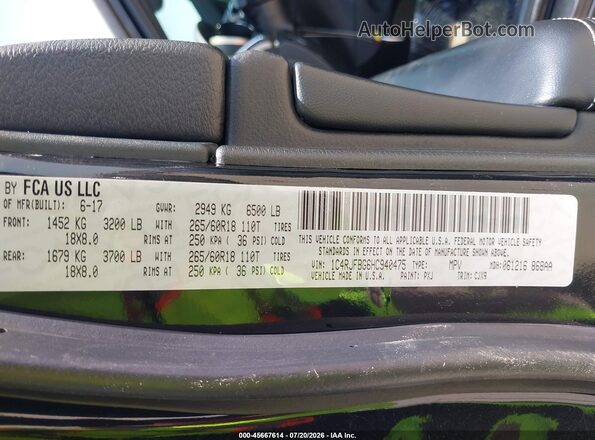 1C4RJFBG6HC940475 2017 JEEP GRAND CHEROKEE Black Շարժիչի բաժամունքի տեսք