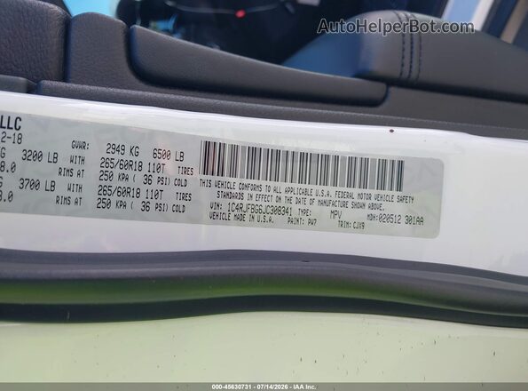 1C4RJFBG6JC308341 2018 JEEP GRAND CHEROKEE White Widok komory silnika