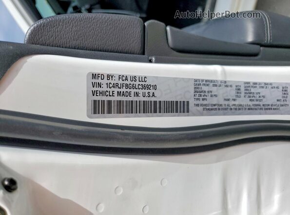 1C4RJFBG6LC369210 2020 JEEP GRAND White VIN կոդի պիտակի տեսք