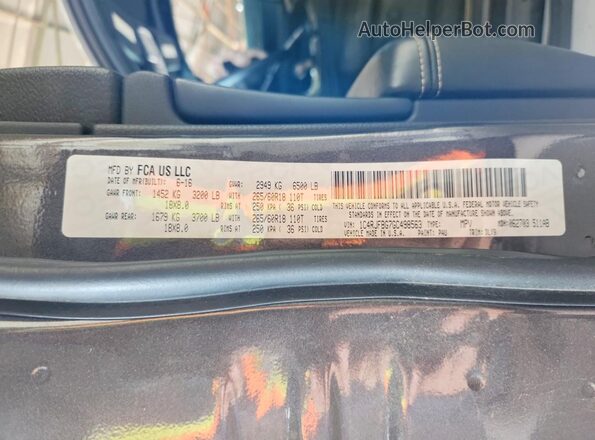 1C4RJFBG7GC498563 2016 JEEP GRAND Charcoal VIN sticker view