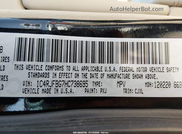 1C4RJFBG7HC738695 2017 JEEP GRAND CHEROKEE Black Widok komory silnika