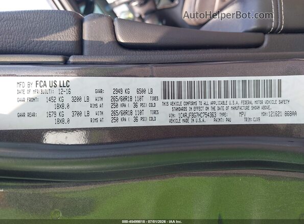 1C4RJFBG7HC754363 2017 JEEP GRAND CHEROKEE Gray Vista del compartimento del motor