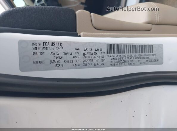 1C4RJFBG7JC203890 2018 JEEP GRAND CHEROKEE White Engine compartment view