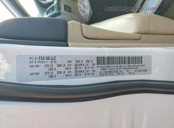 1C4RJFBG8HC739189 2017 JEEP GRAND White სალონის 360-გრადუსიანი ხედი