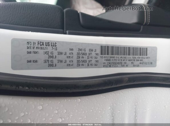 1C4RJFBG9GC496782 2016 JEEP GRAND CHEROKEE White Vista del compartimento del motor