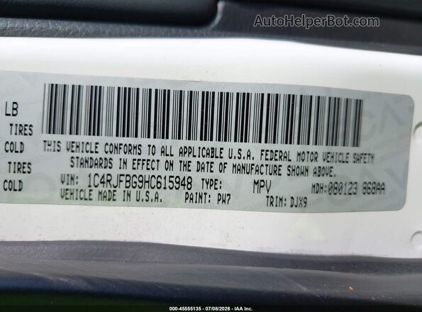 1C4RJFBG9HC615948 2017 JEEP GRAND CHEROKEE White Vista del compartimento del motor