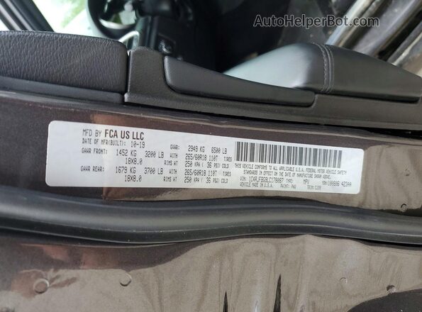 1C4RJFBG9LC178087 2020 JEEP GRAND Gray VIN sticker view