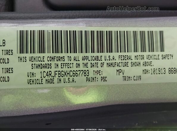 1C4RJFBGXHC667783 2017 JEEP GRAND CHEROKEE Gray Engine compartment view