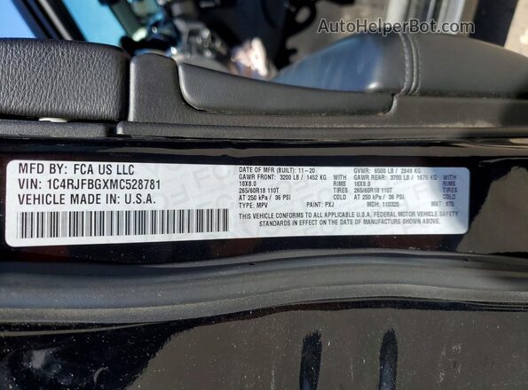 1C4RJFBGXMC528781 2021 JEEP GRAND Black 360 interior view