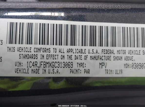 1C4RJFBMXGC313069 2016 JEEP GRAND CHEROKEE Gray Вид підкапотного простору
