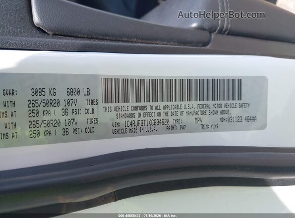 1C4RJFBT1KC694620 2019 JEEP GRAND CHEROKEE Белый Вид подкапотного пространства