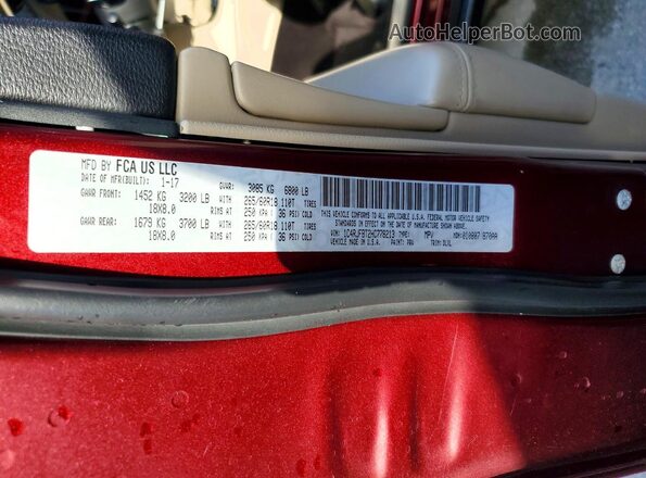 1C4RJFBT2HC778213 2017 JEEP GRAND Red VIN կոդի պիտակի տեսք