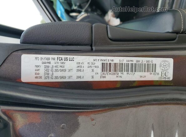 1C4RJFBTXHC890760 2017 JEEP GRAND Gray VIN sticker view