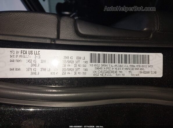 1C4RJFCG0GC349149 2016 JEEP GRAND CHEROKEE Black Շարժիչի բաժամունքի տեսք