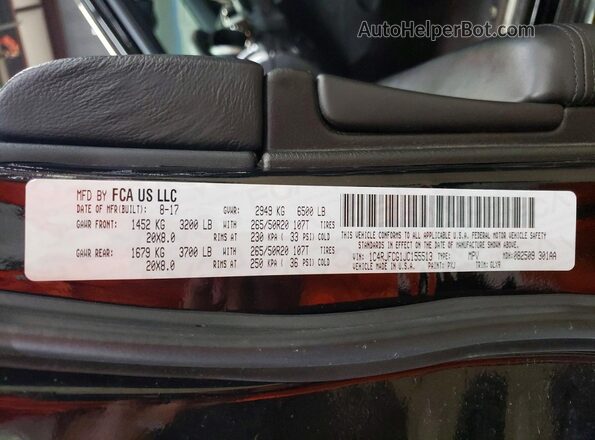 1C4RJFCG1JC155513 2018 JEEP GRAND Черный Вид наклейки с VIN-кодом